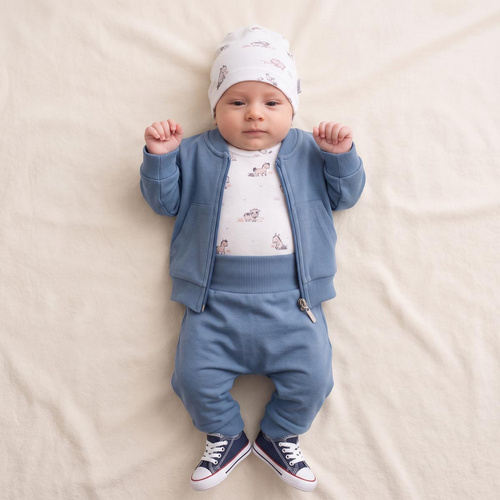 228273 Nicol FARMA Felpa bomber da bambino blu in cotone
