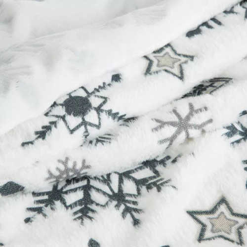 Eurofirany Coperta natalizia bianca blu navy fiocchi di neve - morbido copriletto in microfibra, 240 g/m²