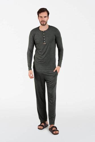 Amigo Pigiama uomo manica lunga, pantaloni lunghi Moda italiana - melange scuro