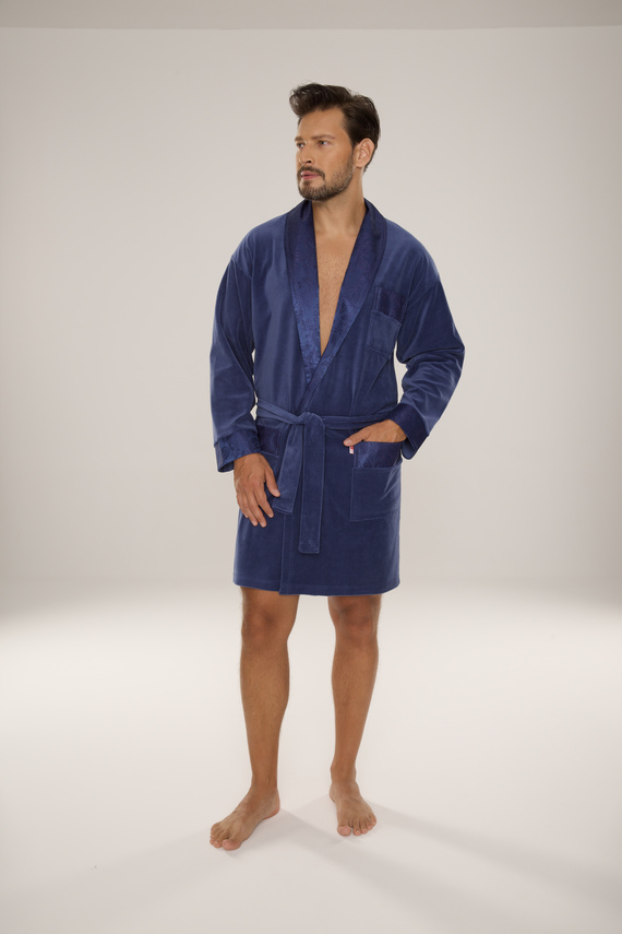 866 Noble Accappatoio da uomo De Lafense in velluto - corto, elegante, in cotone - denim