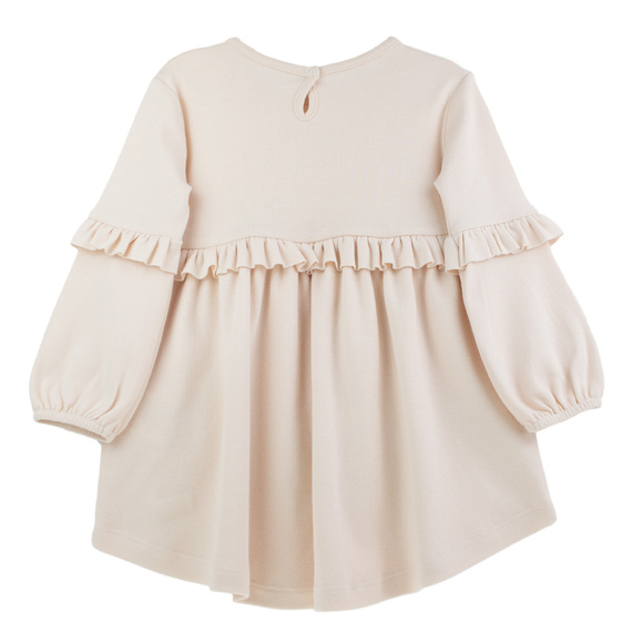 141973 Abito Nicol a maniche lunghe - beige, in cotone, con balze