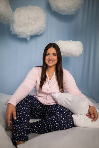 Libra Pigiama donna manica lunga e pantaloni Moda italiana - rosa/stampa