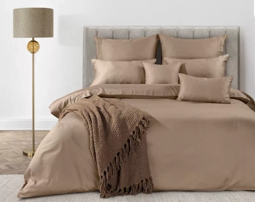 1E Elegante biancheria da letto in raso Eva Minge Eurofirany marrone chiaro | macrosatin 100% cotone