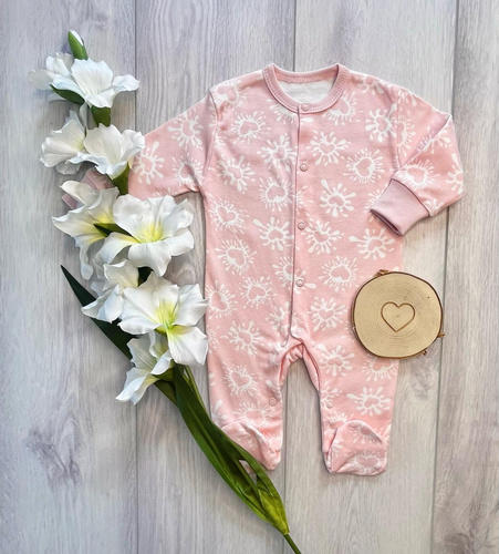 Pajac neonatale Mamatti PA16340 rosa in cotone con chiusura a pressione