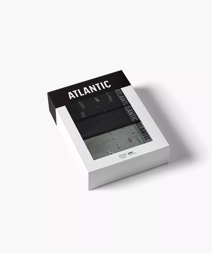 Atlantic slip uomo 3MP-206/25 cotone kaki nero, confezione da 3 pezzi, taglio classico