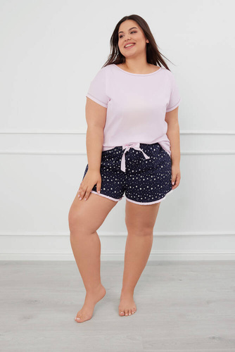 Libra Pigiama da donna a maniche corte, pantaloncini Moda italiana - rosa/stampa