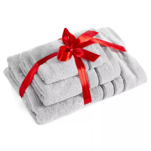 Set asciugamani Eurofirany 3 pezzi morbidi assorbenti eleganti Sibel silver