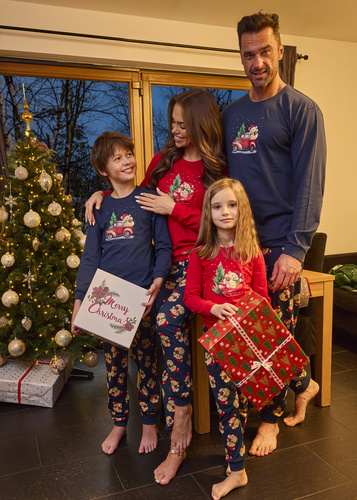 115/290 Pigiama da uomo Teddy 2 Cornette - Natale, blu navy, cotone, manica lunga