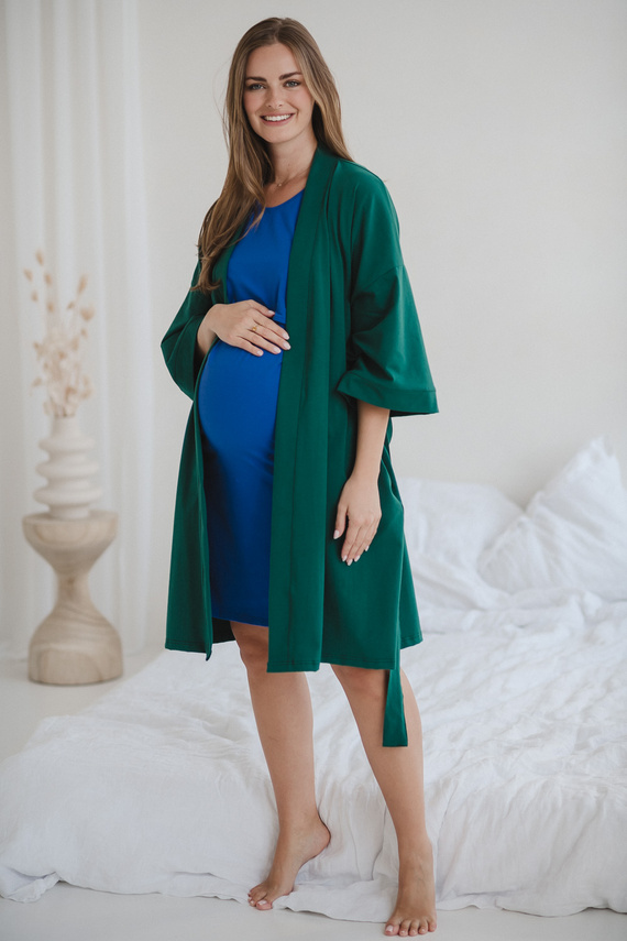 Milk&Love vestaglia premaman verde bottiglia - cotone con elastan, confortevole, manica 7/8