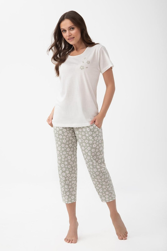 1301 Luna Pigiama donna cotone 3/4 floreale morbido comodo 100% cotone