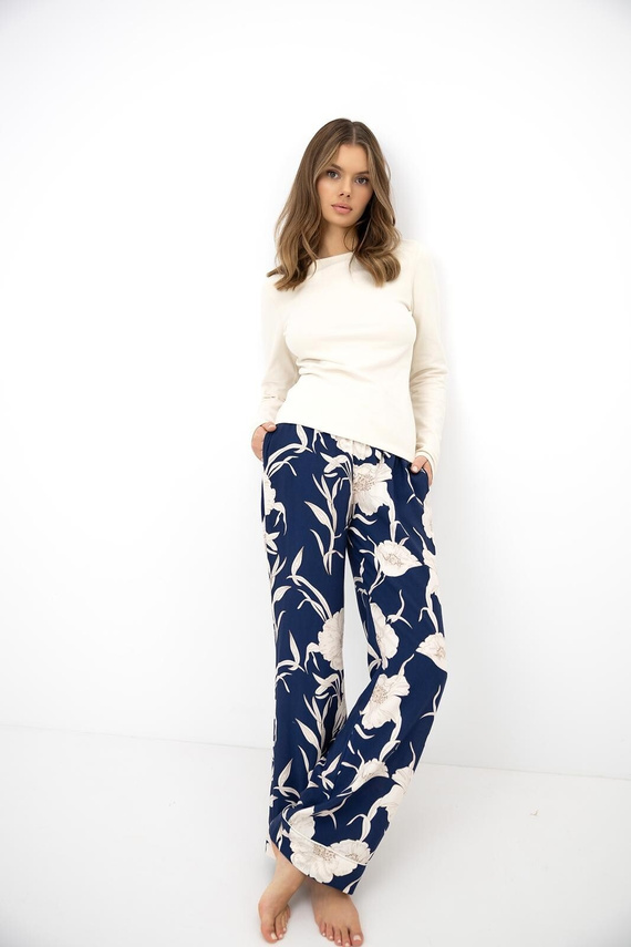 Pigiama donna Sensis Monroe con apertura, 100% cotone interlock, motivo fiocchi di neve