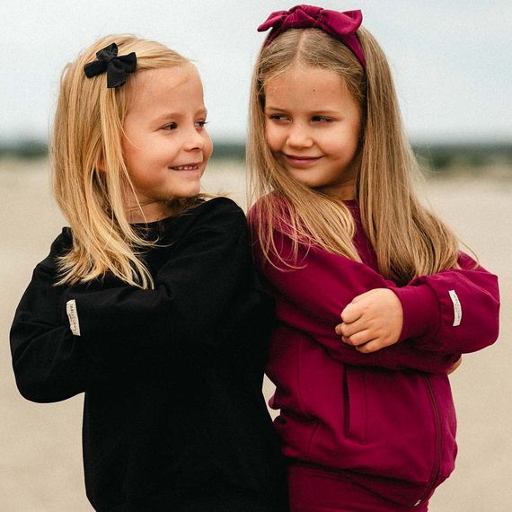 Simply Comfy Felpa bomber Eevi bordeaux per bambini - cotone, leggera, senza cappuccio