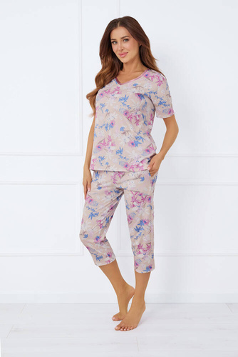 Genova Pigiama donna manica corta, pantalone 3/4 Moda italiana - stampa