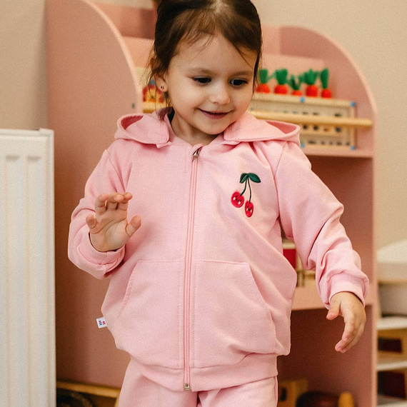Tuta bambina Eevi Cherry rosa cotone set felpa pantaloni