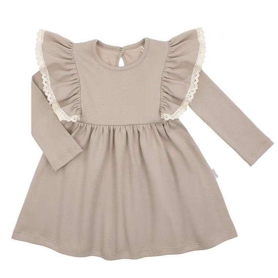 212169 Abito Tola Nicol per bambina - 100% cotone, manica lunga, balze, lavorazione a lucido