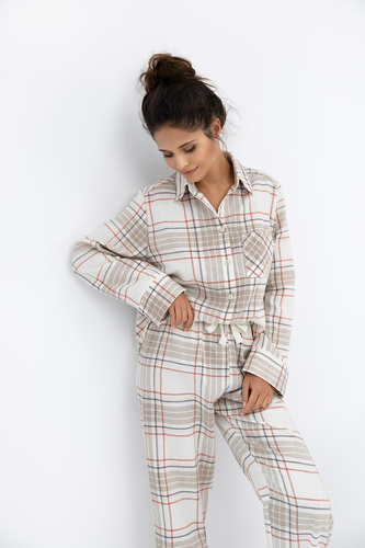 Pigiama donna Adalyn Sensis - flanella di cotone a scacchi, abbottonata