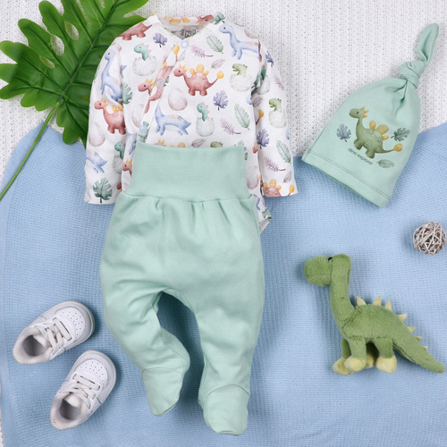 ABN-5573 Dino Explorer Nini calzini per bambino menta | cotone organico, taglio comodo