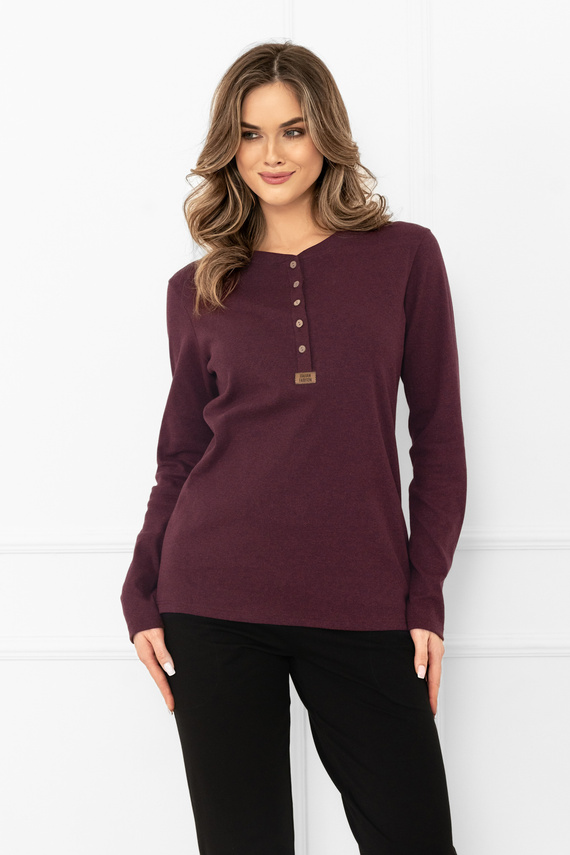 Gordo Camicetta da donna Italian Fashion bordeaux - classica, in cotone, a maniche lunghe