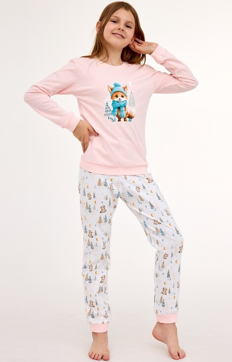 594/192 592/192 Pigiama da bambina in cotone Fox Cornette, volpe, manica lunga