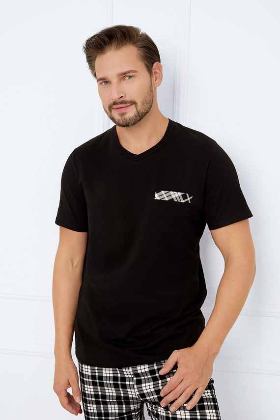 Klark Pigiama da uomo a maniche corte, pantaloncini Moda italiana - nero/stampa