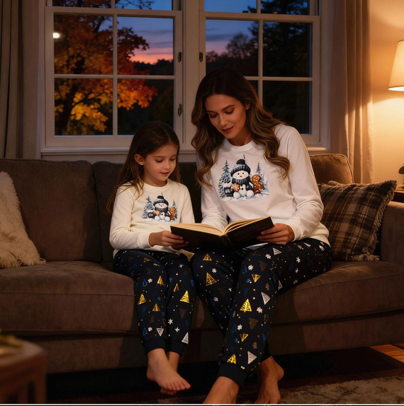 977/189 978/189 Pigiama da bambina Snowy Day Cornette in cotone, manica lunga | Caldo e confortevole