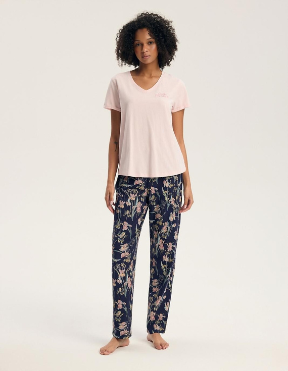 Henderson Galla 45445 Pigiama Donna 100% Cotone Pantaloni Lunghi viola-rosa sporco