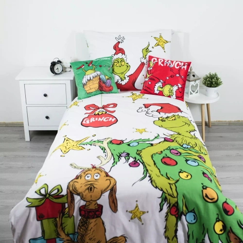 Biancheria da letto Grinch Grinchmas JF24 140x200 cotone 100% Grinch castello