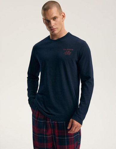 Pigiama uomo Henderson 45455 Indigo blu navy 100% cotone flanella