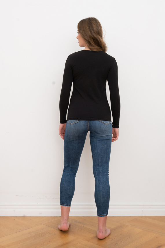 Camicetta Ibiza da donna a maniche lunghe Moda italiana - nero