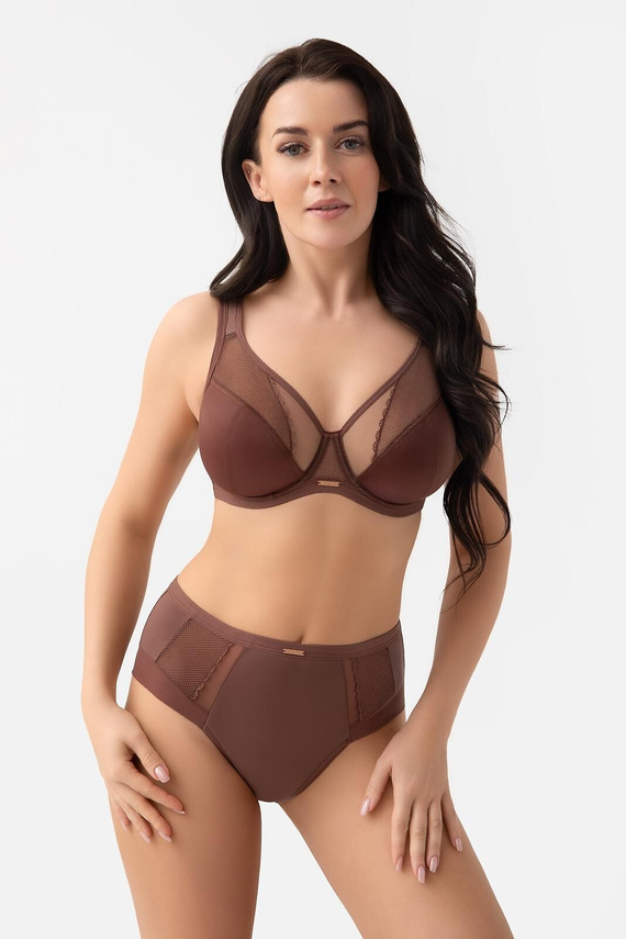 Slip da donna Gorsenia K442/1 Luisse cioccolato vita alta pizzo