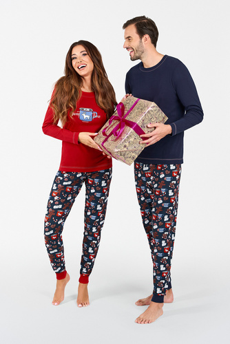 Makala Pigiama a maniche lunghe e pantaloni lunghi da donna Moda Italiana - rosso/stampa