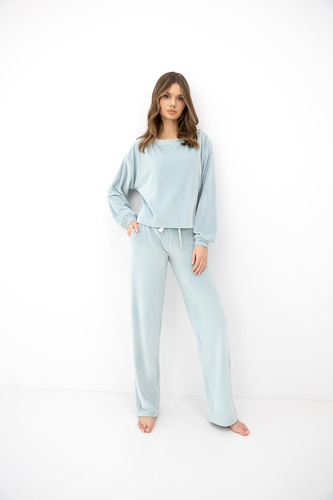 Pigiama donna Sensis Nolia ecru-mocca lunga con tasche e coulisse