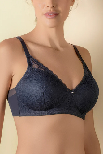 Selene Mireia Reggiseno Imbottito Senza Ferretto Comfort e Pizzo blu marino