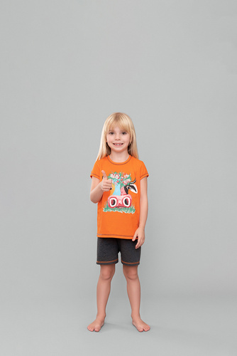 Pigiama da bambina bionda Italian Fashion - arancione/melange scuro