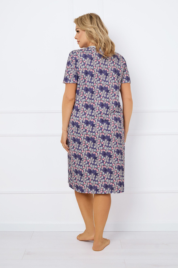 Camicia da notte sbottonata Carbonia, manica corta Moda Italiana - stampa