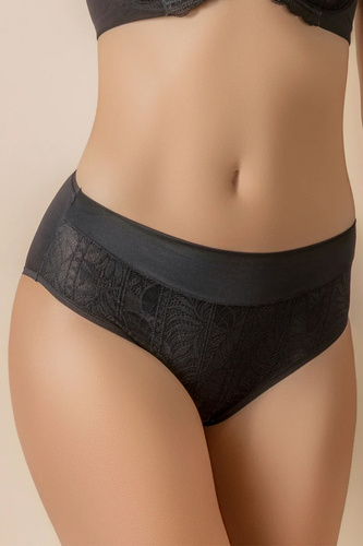 MARA 3138 Selene Slip Nero Vita Alta in Pizzo Modellante