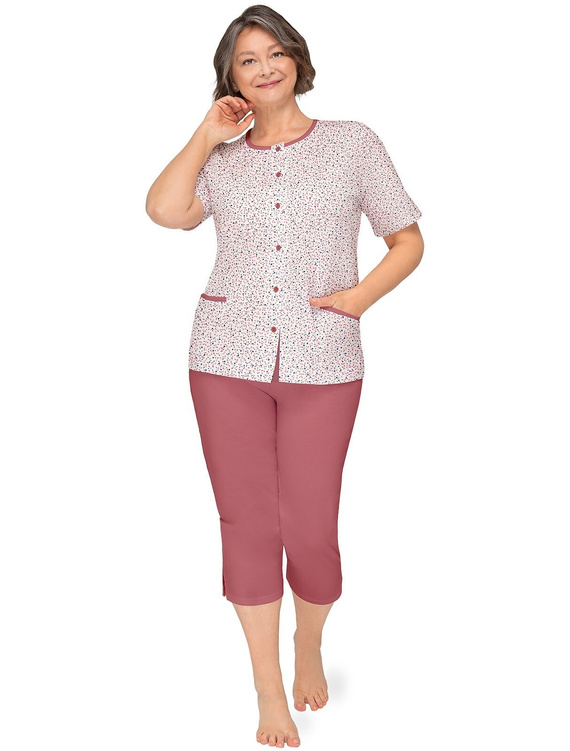 Pigiama Kasia I 265 Martel maroon - pigiama da donna in cotone con camicia abbottonata