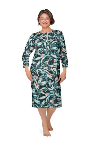 Bogna II 204 Camicia da notte Martel verde scuro 29- camicia da notte in cotone a maniche lunghe, abbottonata, perfetta come regalo per la nonna