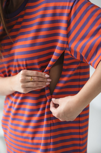 Mamahood T-shirt gravidanza e allattamento Milk&Love viola e arancione - comoda ed elegante