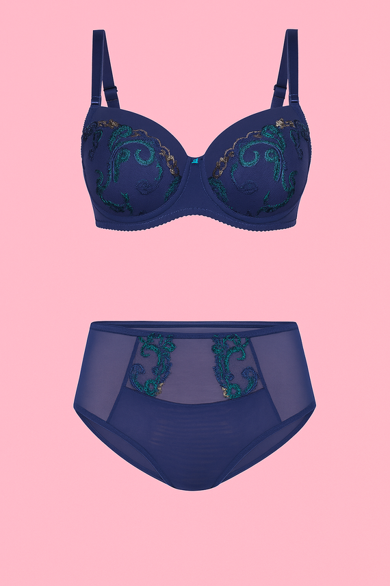VB-474 Reggiseno a coppa intera Vena - coppe intere e pizzo Vena blu navy-verde