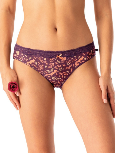 Mutandine da donna LPR 706 B25 Key aubergine - cotone, confezione da 2 pezzi in scatola, comode e classiche