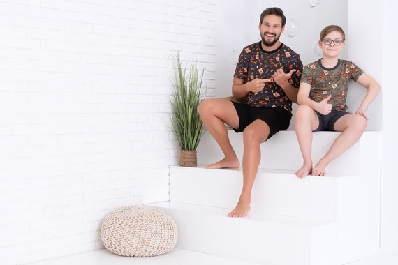 Pigiama Western Boys a maniche corte, pantaloni Italian Fashion - oliva/grafite