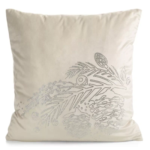 CHP333 Federa natalizia Eurofirany in velluto con cristalli e cerniera beige