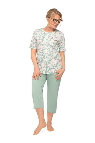 Pigiama Donna Martel Maria I 200 Aperta 100% Cotone Manica Corta verde 40
