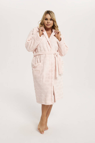 Accappatoio da donna Drina con cappuccio Italian Fashion - rosa