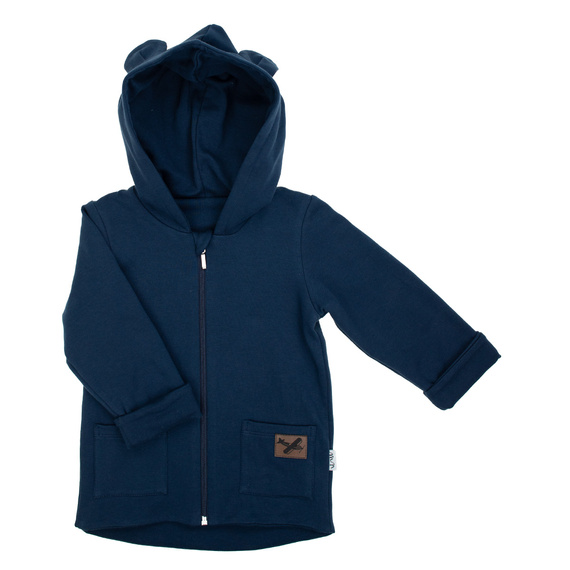 219288 Giacca felpata Willy Nicol per bambini - blu navy con cappuccio e orecchie