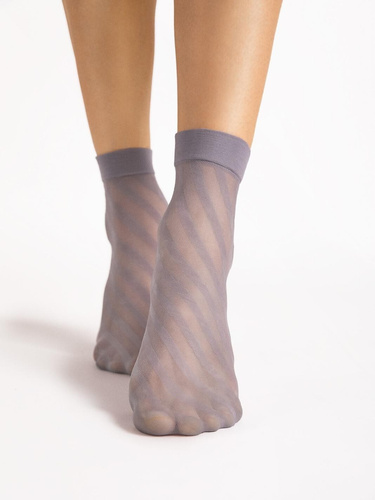 Fiore G1202 Riga Calze Donna 20 DEN Rete a Righe Grigie