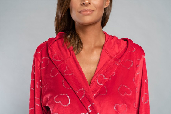 Accappatoio Elixir da donna con tasche Italian Fashion - rosso/stampa