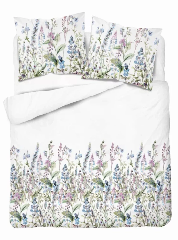 5485 B Detexpol Satin Stories biancheria da letto bianco-blu | 100% cotone, trama di raso, cerniera, confezione regalo