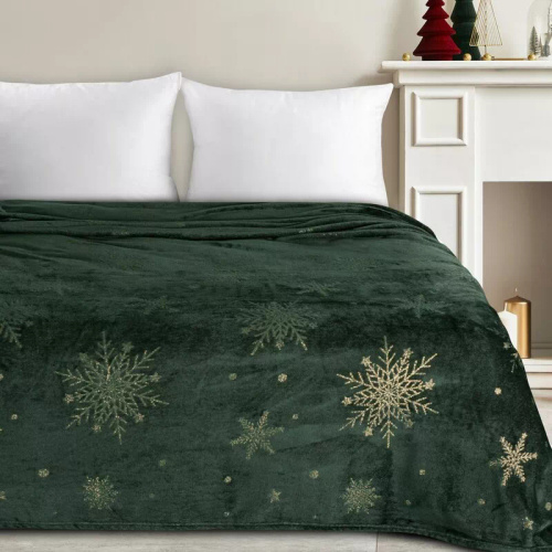 Coperta natalizia Eurofirany verde - morbido copriletto in microfibra, 240 g/m²